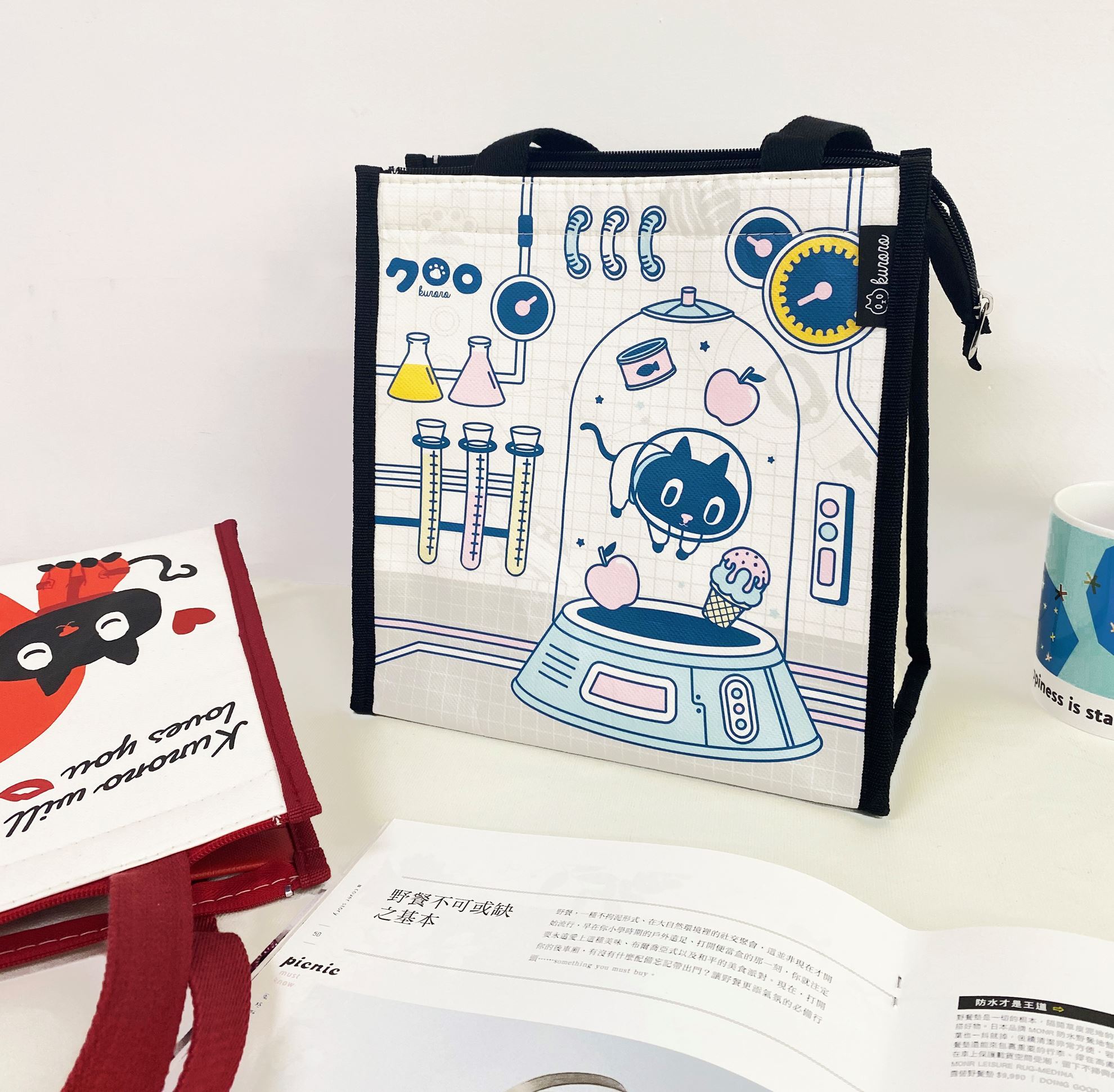 D1choice Shop 客製化悠遊卡kuroro直式方形保溫袋 不可思議貓科學款